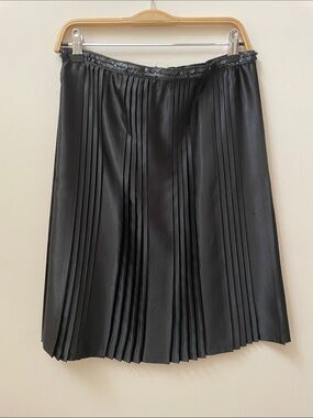 Vintage Moiselle Black Satin Pleated Midi Skirt 90s